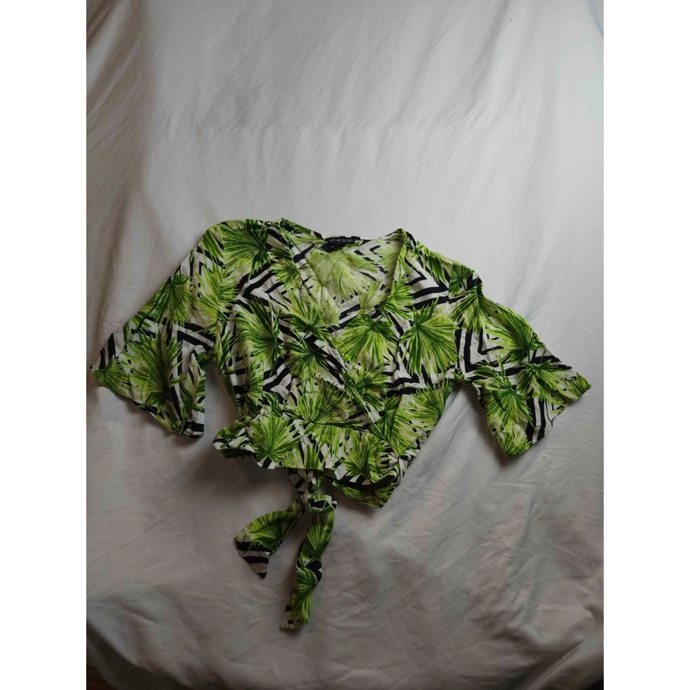 Thread Story Crop Top Womens M Palm Print Tropical Beach Summer Festivalwear